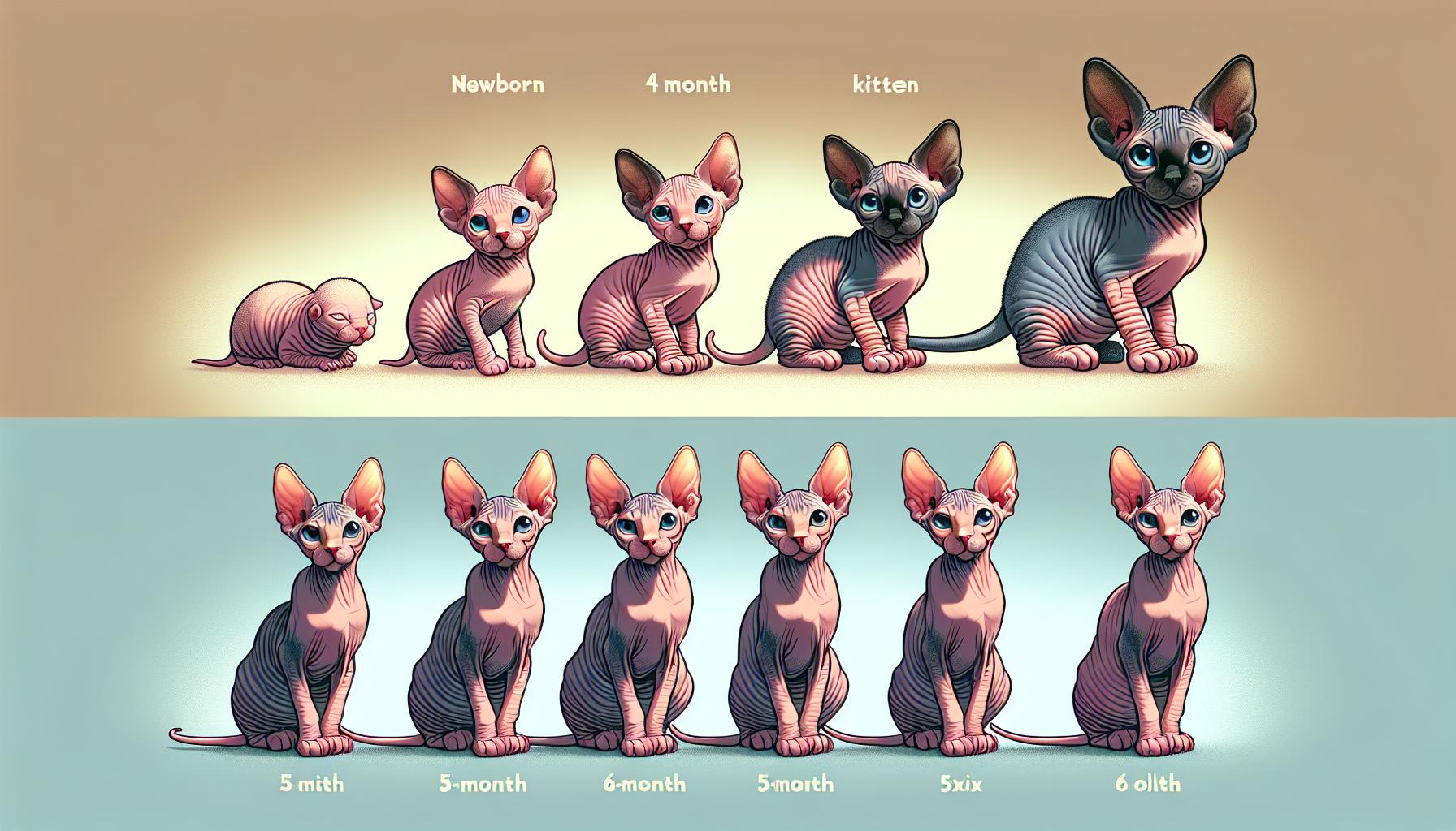 Jak vypadá růst koťat sphynxů