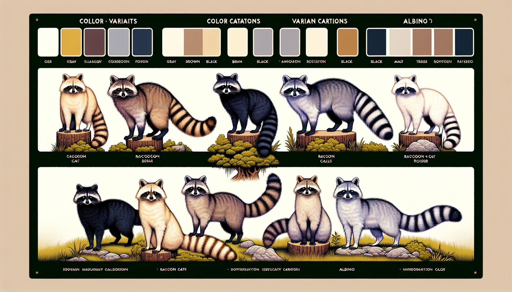 Přehled barevných variant mývalí kočky