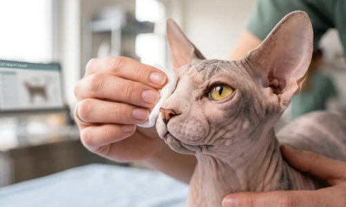 Sphynx kočka a péče o oči: Jak správně čistit oční okolí bez řas a řešit výtoky